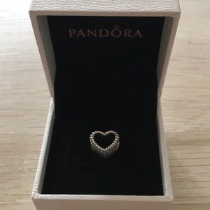 Pandora Jewelry - Pandora Beaded Heart Charm - Sterling Silver Pandora Jewelry - Pandora Beaded Heart Charm - Sterling Silver